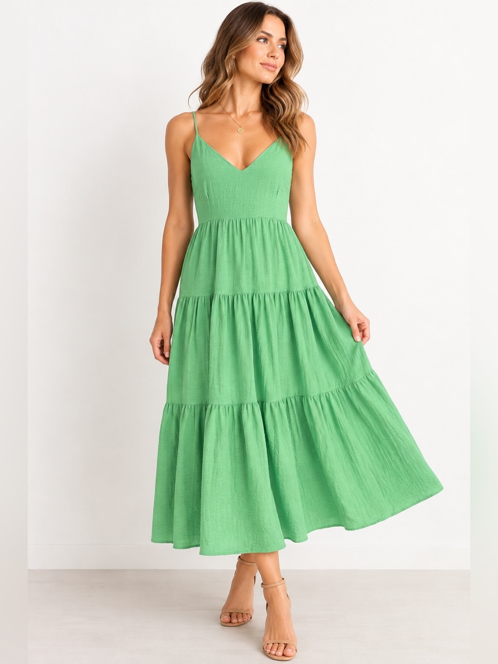 Karlie Mint Green Tiered Maxi Dress Size M